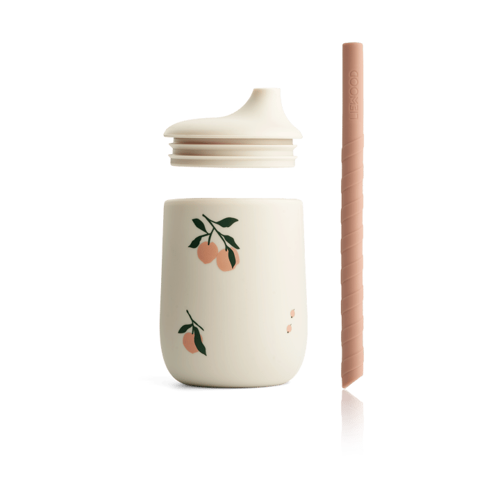 Ellis copo com bico e canudo impresso 23 cl, Pêssego-mistura de conchas do mar Liewood