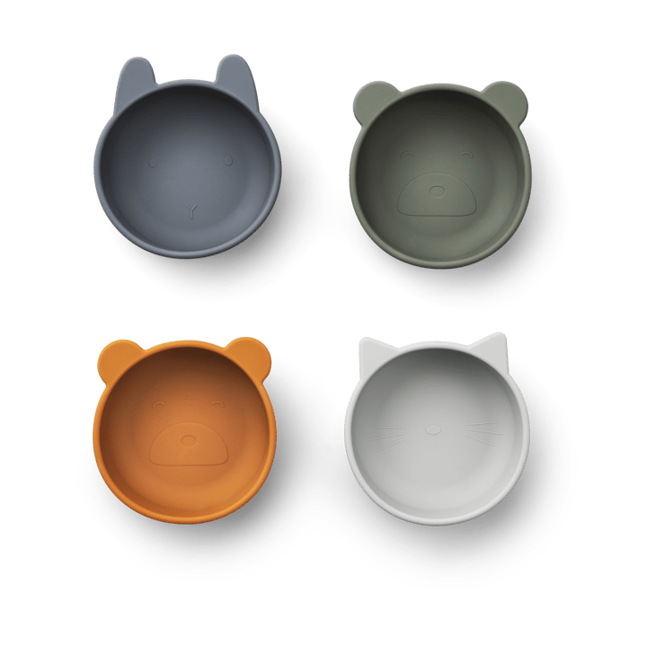 Iggy tigela de silicone 4 peças - Mistura de azul - Liewood