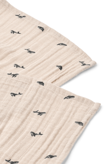 Lewis muslin cobertor 2 unidades 65x65 cm - Mini whale-Sandy - Liewood