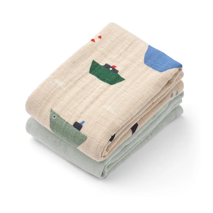 Lewis muslin cobertor 2 unidades 65x65 cm - Sailing-dove blue mix - Liewood