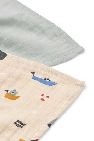 Lewis muslin cobertor 2 unidades 65x65 cm - Sailing-dove blue mix - Liewood