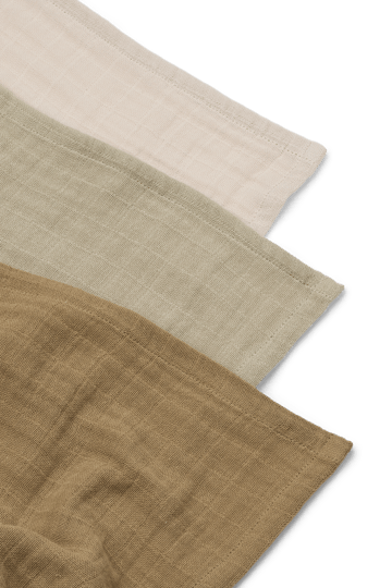 Lewis muslin cobertor 3 peças 65x65 cm - Mistura arenosa - Liewood