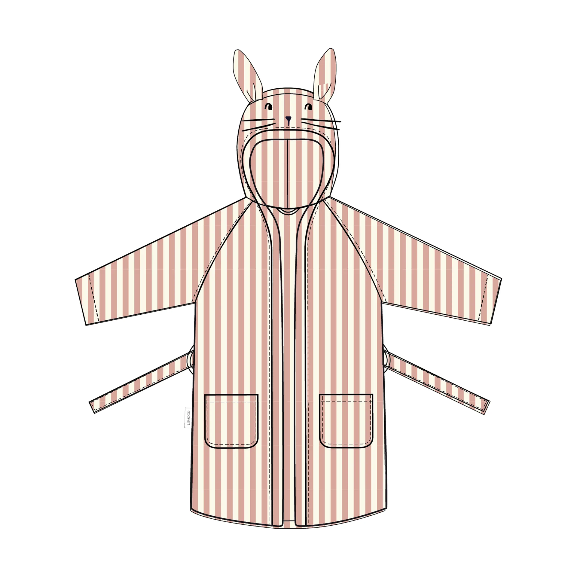 Lily roupão coral blush creme de la crème às riscas, 3–4 anos Liewood