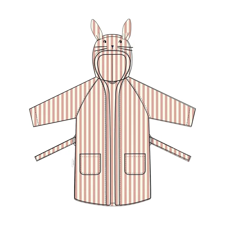 Lily roupão coral blush creme de la crème às riscas - 7-8 anos - Liewood