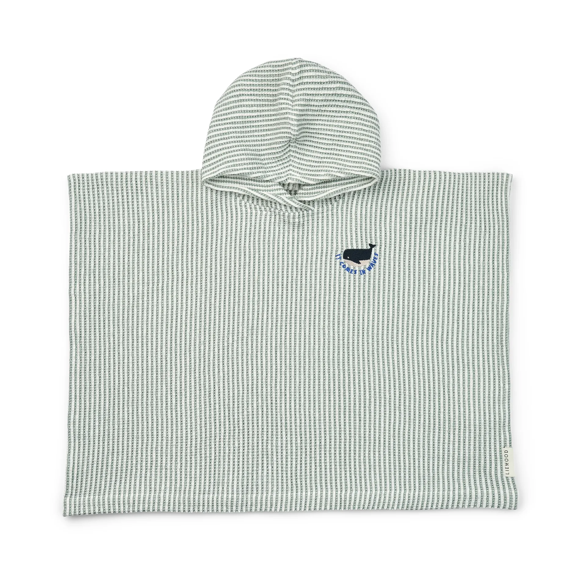 Paco poncho de banho às riscas, em menta e creme de la crème, 7-8 anos Liewood