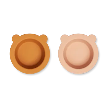 Peony tigela com ventosa Ø16 cm 2 peças - Mostarda-mistura rosa da toscana - Liewood