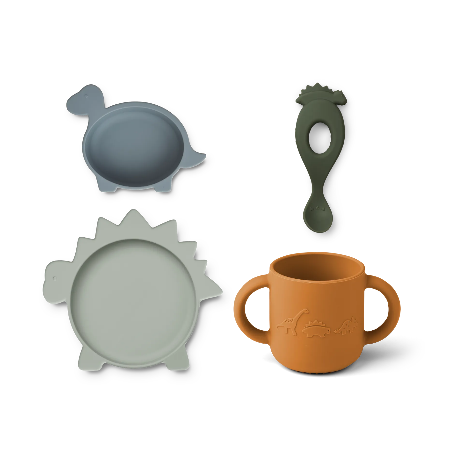 Vivi conjunto de mesa de silicone 4 peças, Mistura múltipla de azul dinossauro Liewood