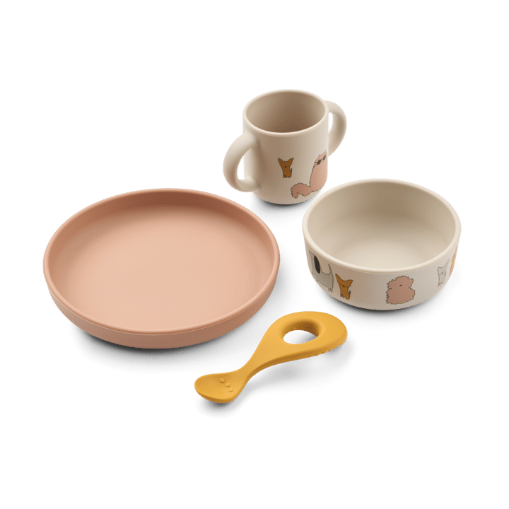 Vivi conjunto de mesa impresso 4 peças - Cats and Dogs-Sandy - Liewood