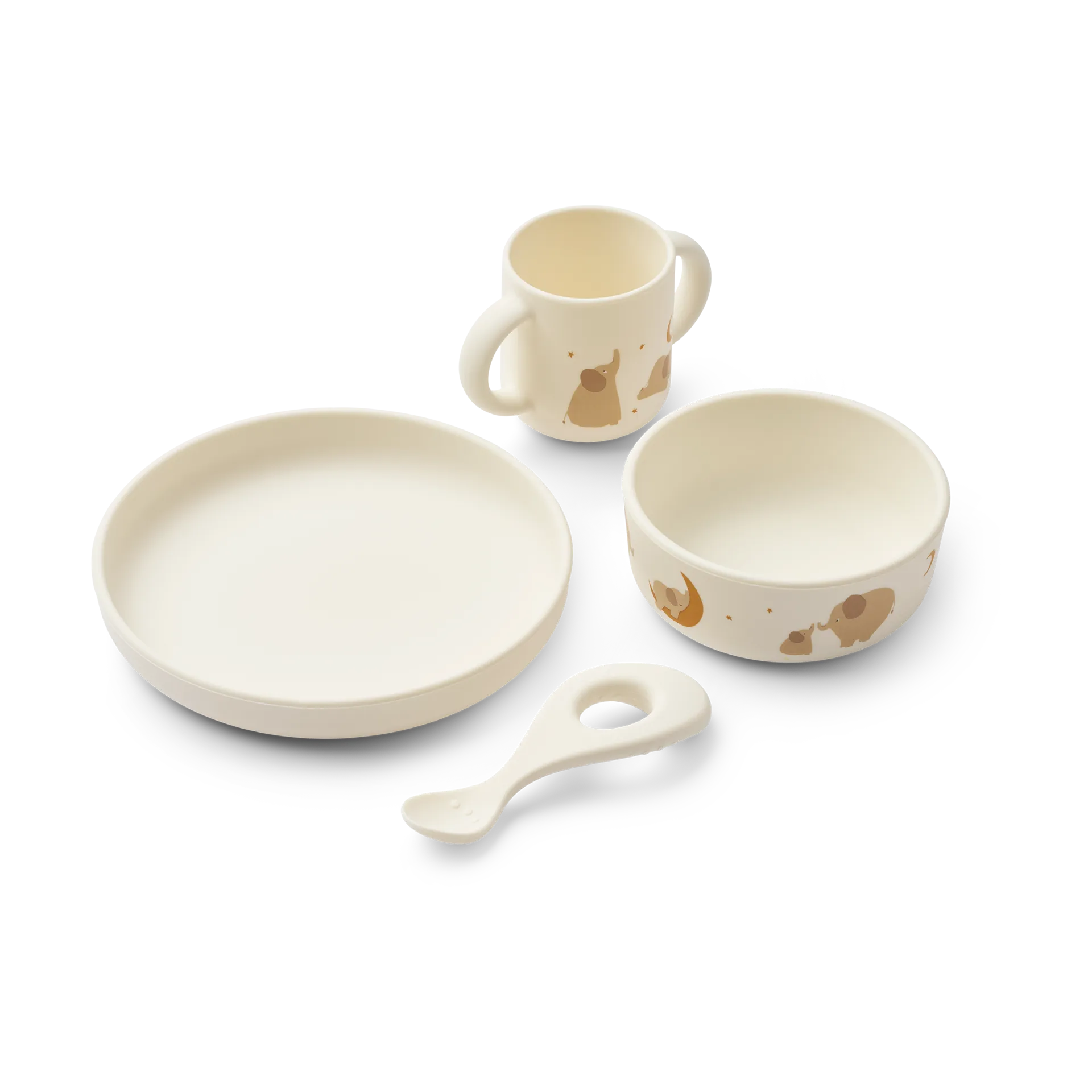 Vivi conjunto de mesa impresso 4 peças, Elephant-Creme de la creme Liewood
