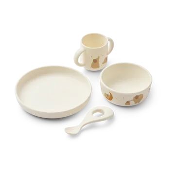 Vivi conjunto de mesa impresso 4 peças - Elephant-Creme de la creme - Liewood
