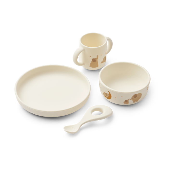 Vivi conjunto de mesa impresso 4 peças - Elephant-Creme de la creme - Liewood