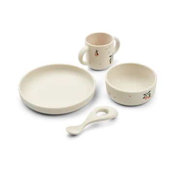 Vivi conjunto de mesa impresso 4 peças - Pêssego-mistura de conchas do mar - Liewood