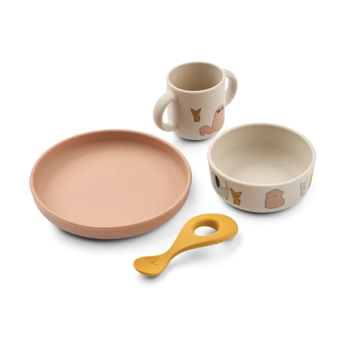 Vivi printed conjunto de mesa 4 peças - Cats and Dogs-Sandy - Liewood