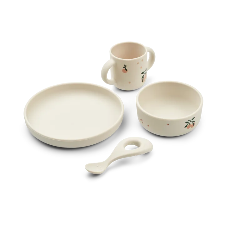 Vivi printed conjunto de mesa 4 peças - Pêssego-mistura de conchas do mar - Liewood