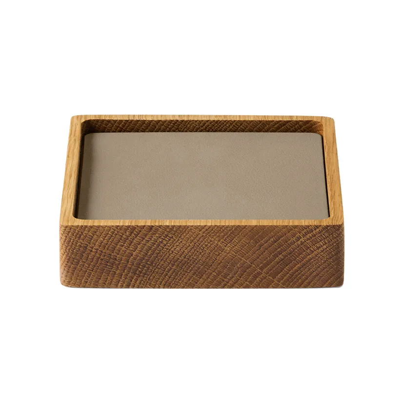 Conjunto de porta-copos Wood Box, Nature-oak, quadrado, S, Nupo clay brown, 9 peças LIND DNA