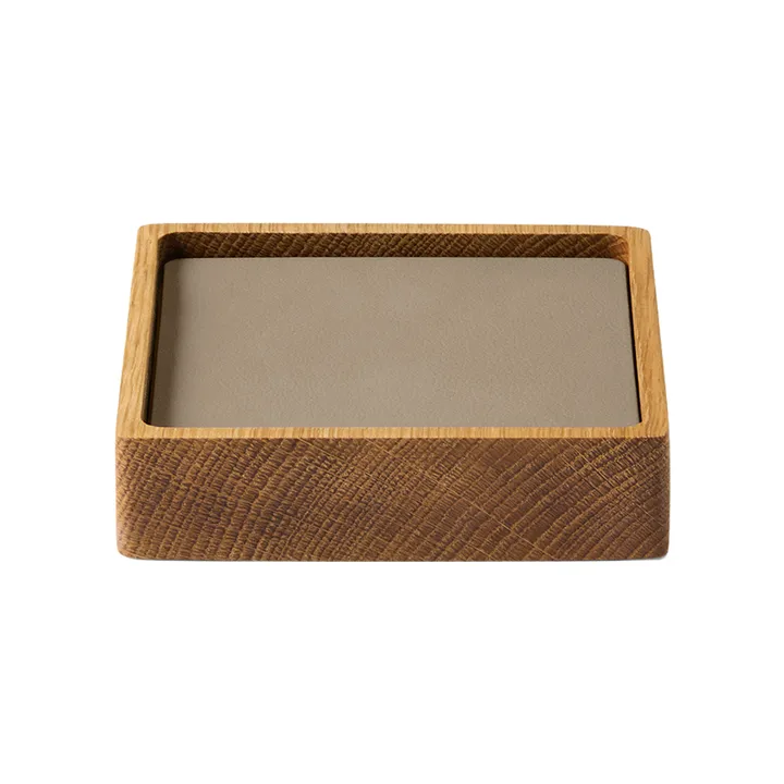 Conjunto de porta-copos Wood Box - Nature-oak, quadrado, S, Nupo clay brown, 9 peças - LIND DNA