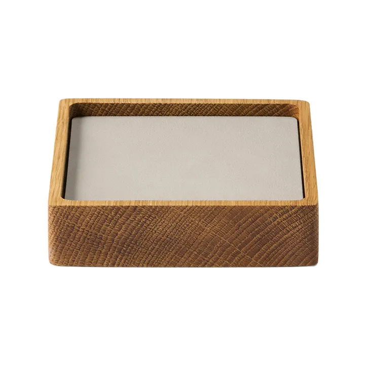 Conjunto de porta-copos Wood Box - Nature-oak, quadrado, S, Nupo oyster white, 9 peças - LIND DNA