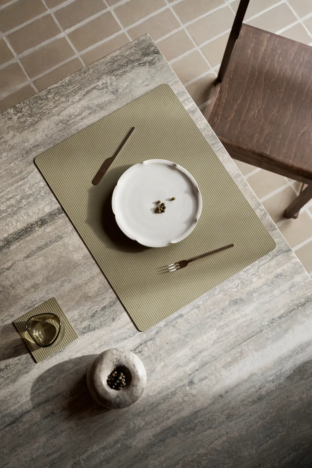 Corduroy individual de mesa quadrado L, Poeira de ervas LIND DNA