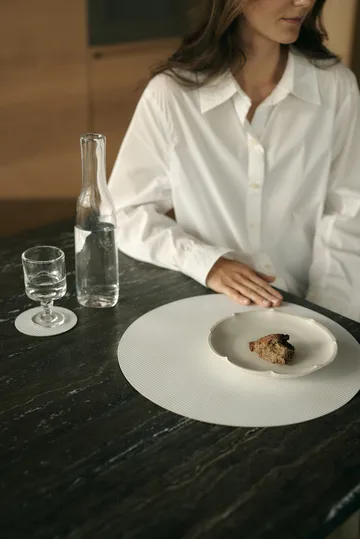 Jogo americano de veludo cotelê - Branco puro, círculo, L - LIND DNA