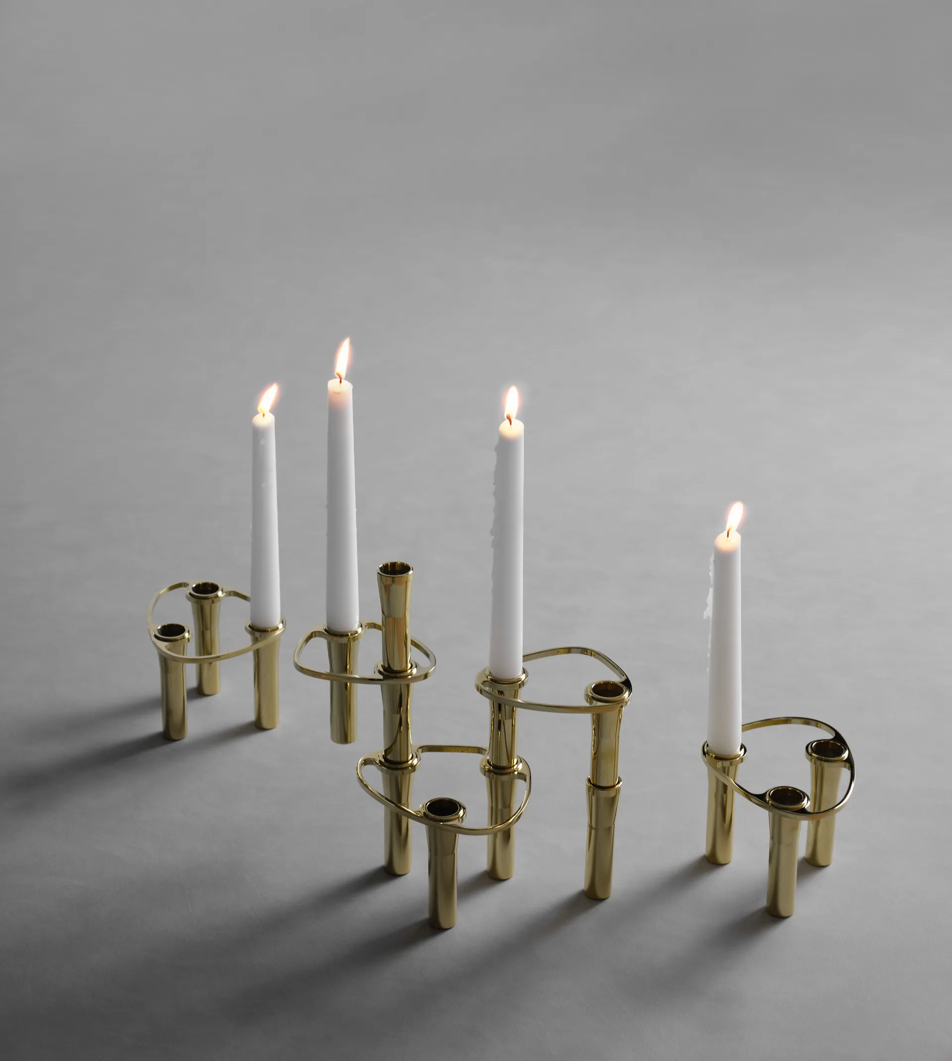 Suportes de vela combinável combinável Lind Curve banhado a ouro 24K , Duplo LIND DNA