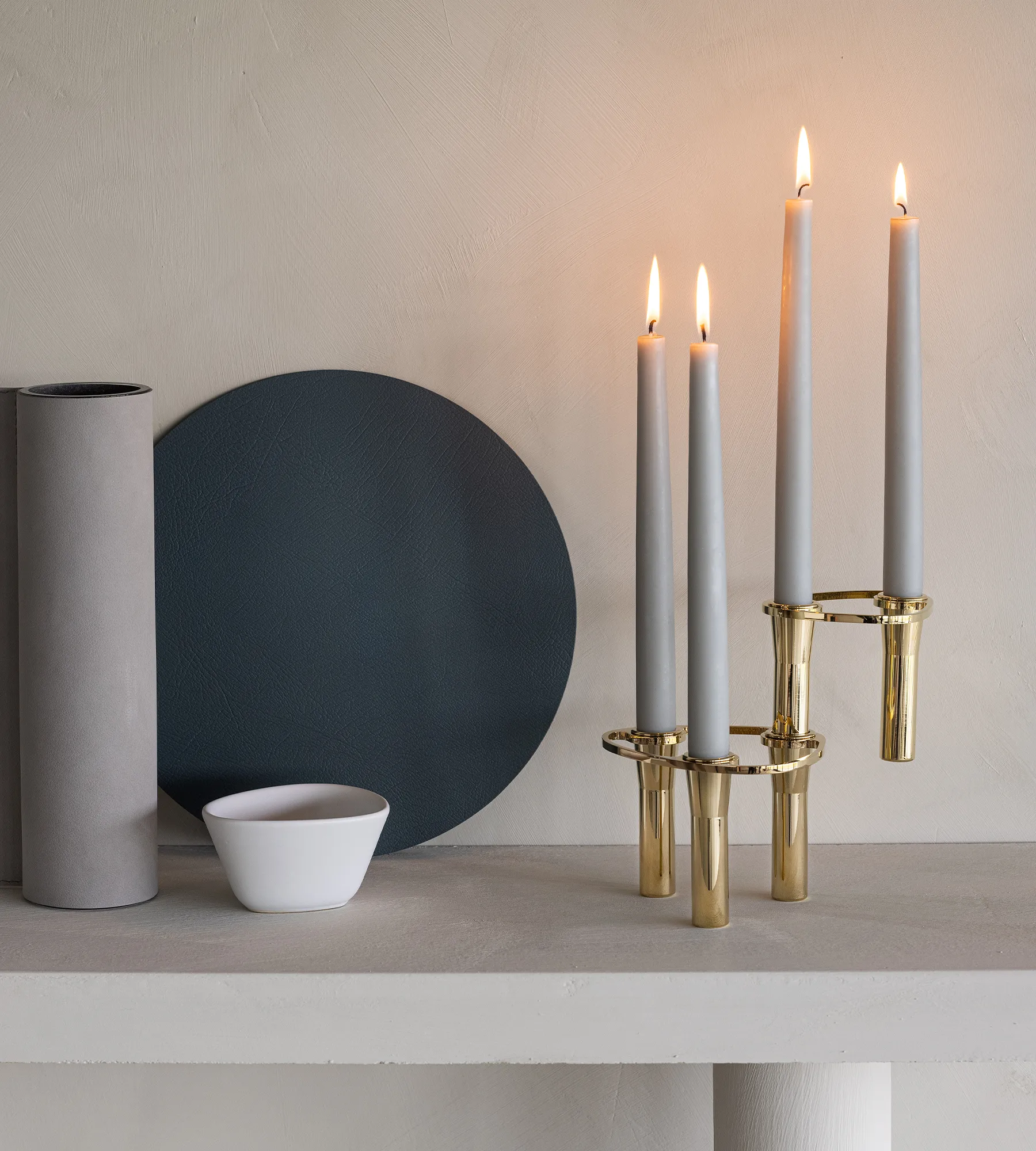 Suportes de vela combinável combinável Lind Curve banhado a ouro 24K , Duplo LIND DNA