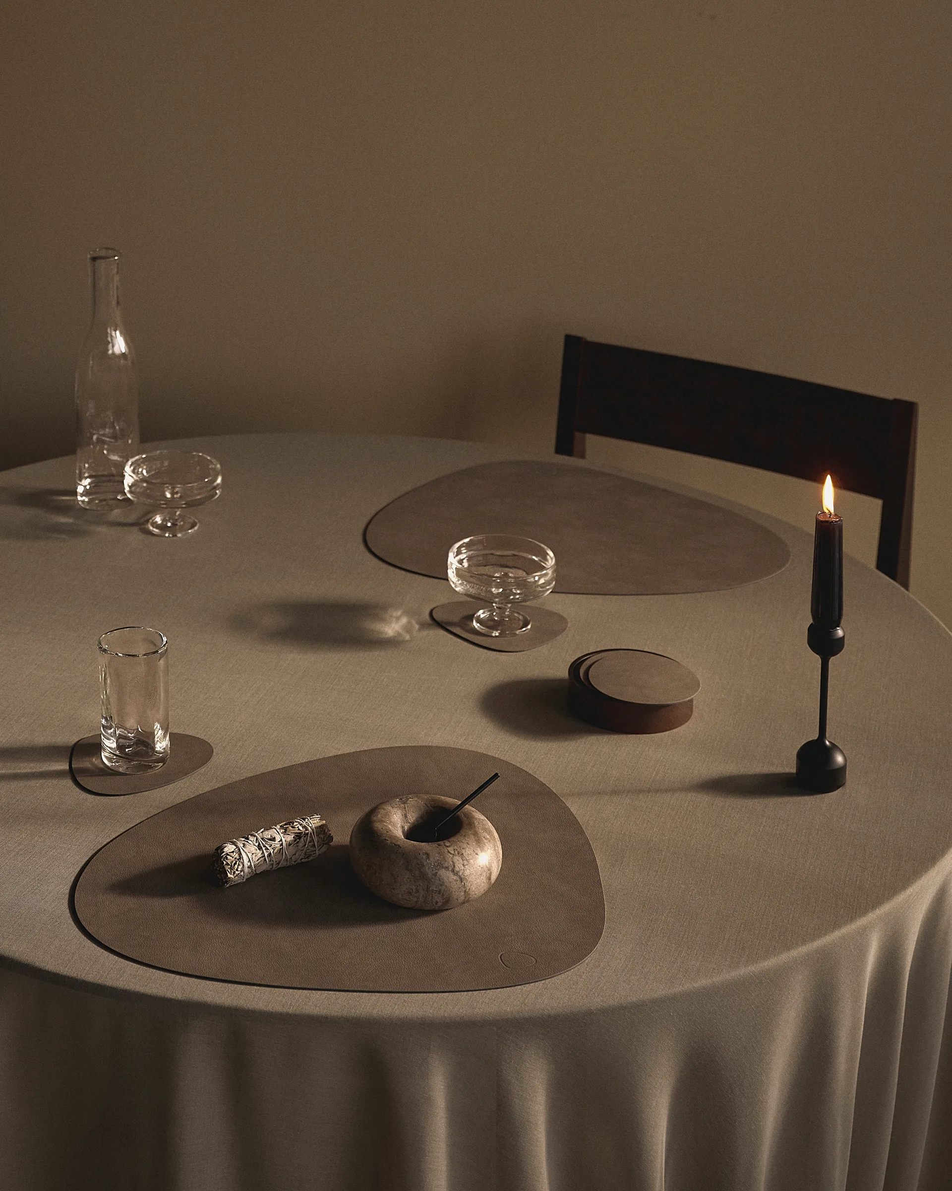 Wood Box armazenamento para porta-copos, Smoked-oak, círculo, S LIND DNA