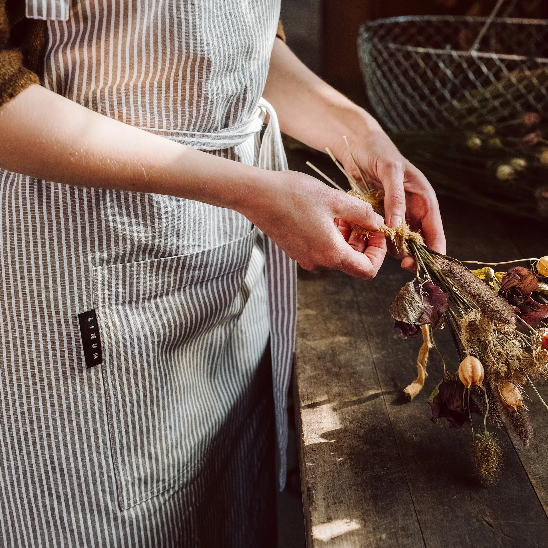 Emma avental, Castanho toupeira Linum