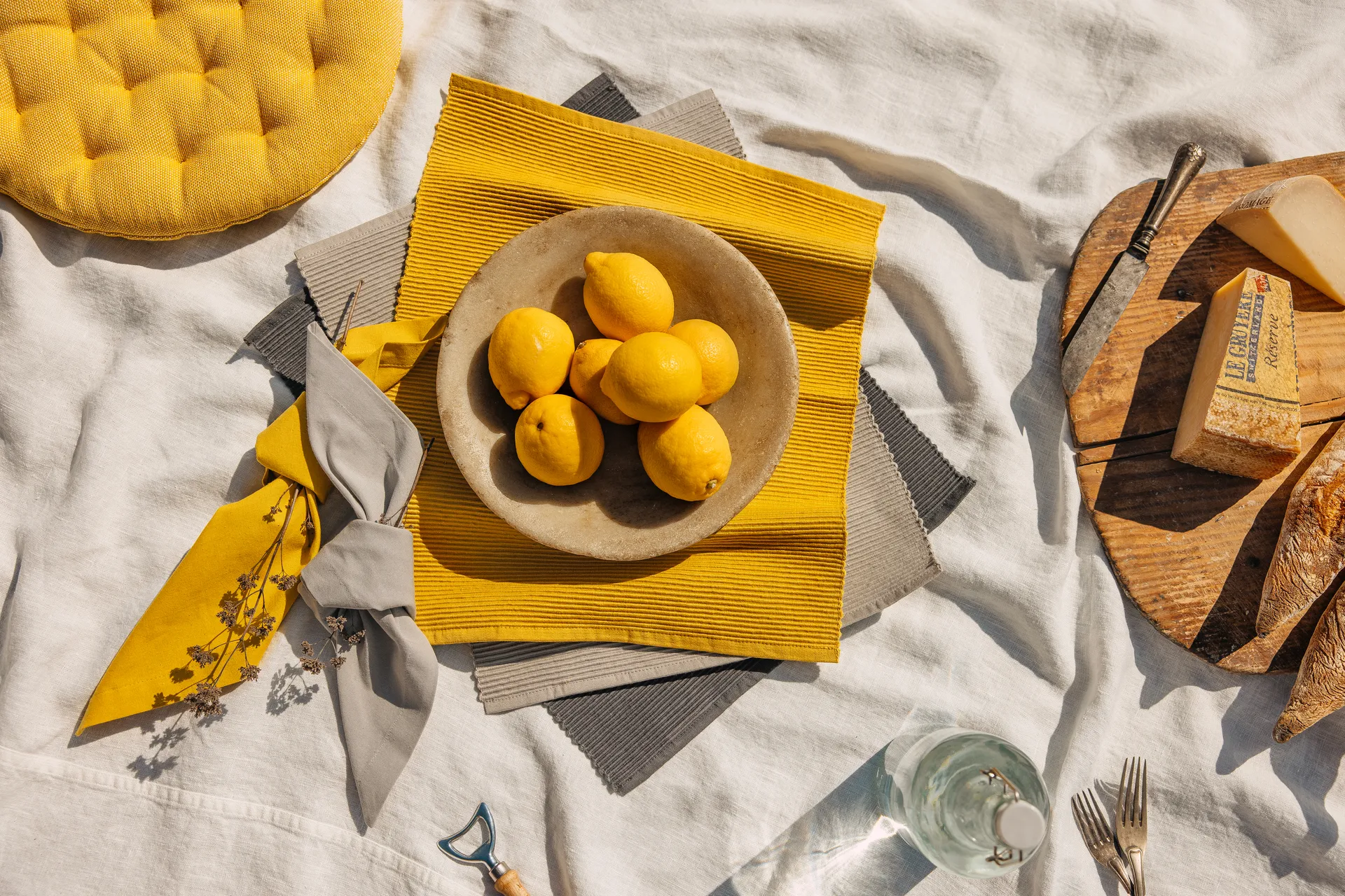 Individual de mesa Uni 35x46 cm, 4 un., Cinza claro Linum