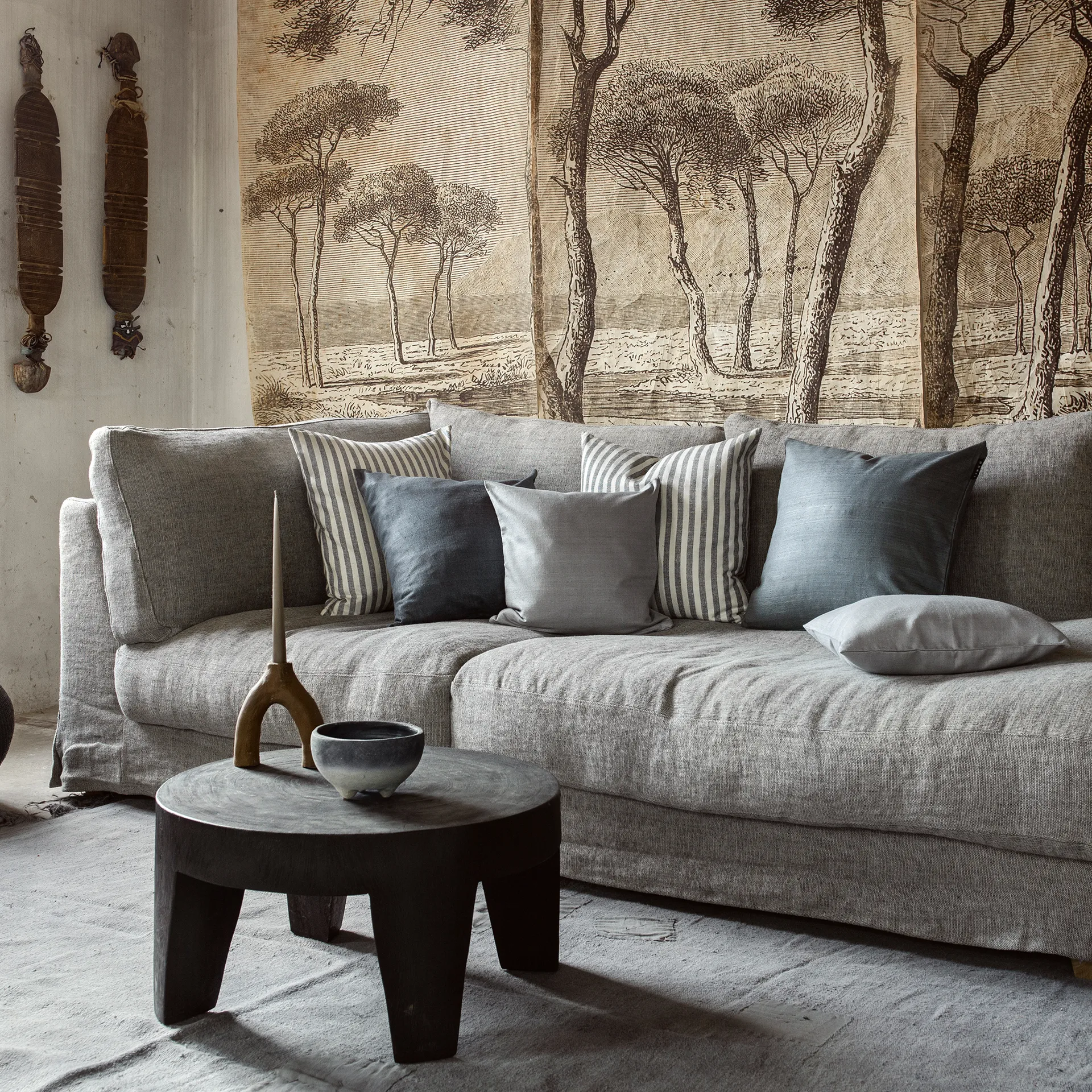 Seta capa de almofada 50x50 cm, Preto Linum