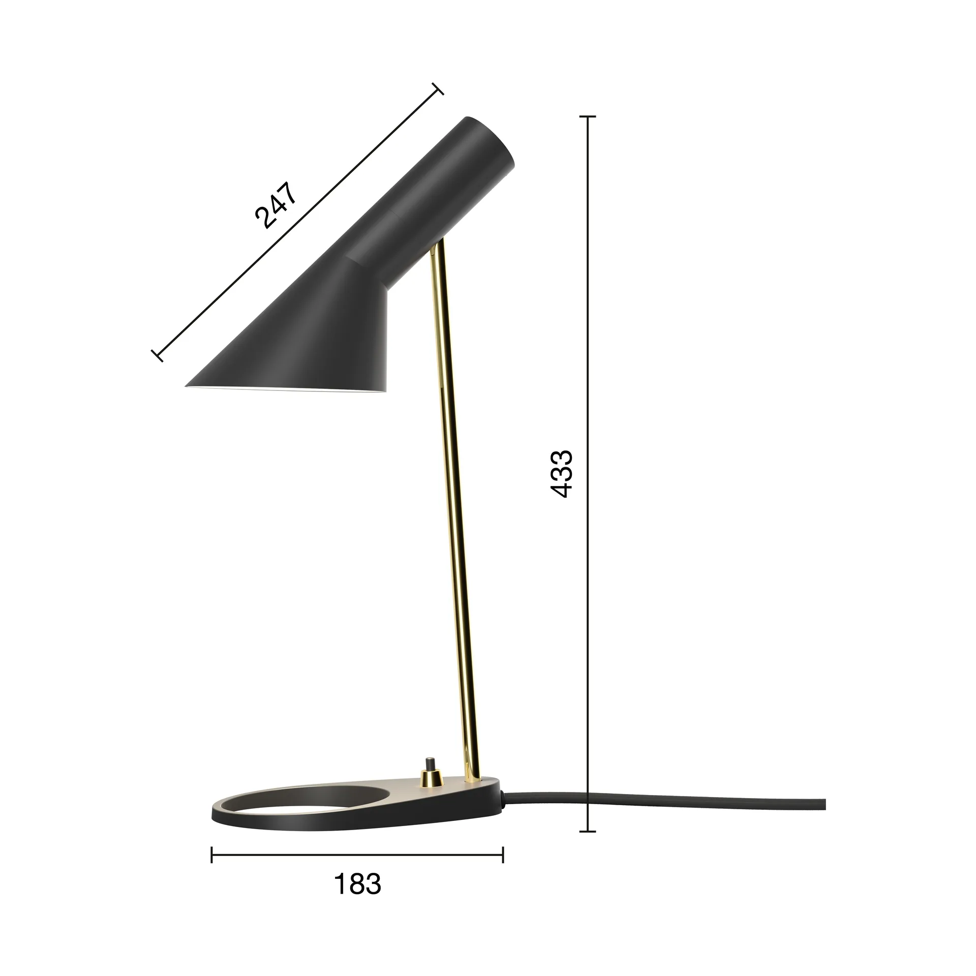 Candeeiro de mesa AJ MINI, Brass-black Louis Poulsen