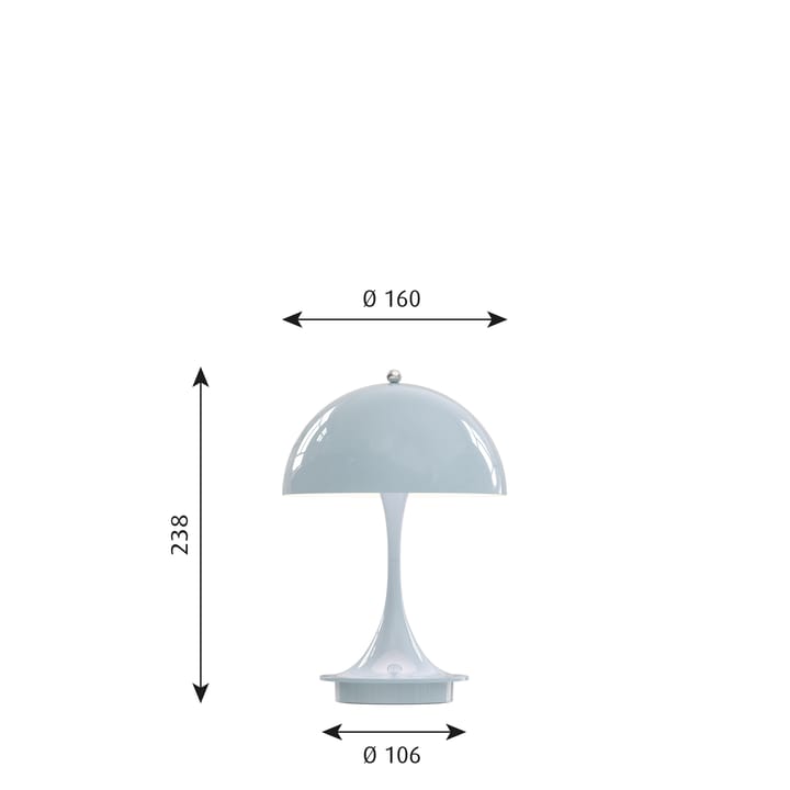 Candeeiro de mesa Panthella 160 portable, Light blue Louis Poulsen