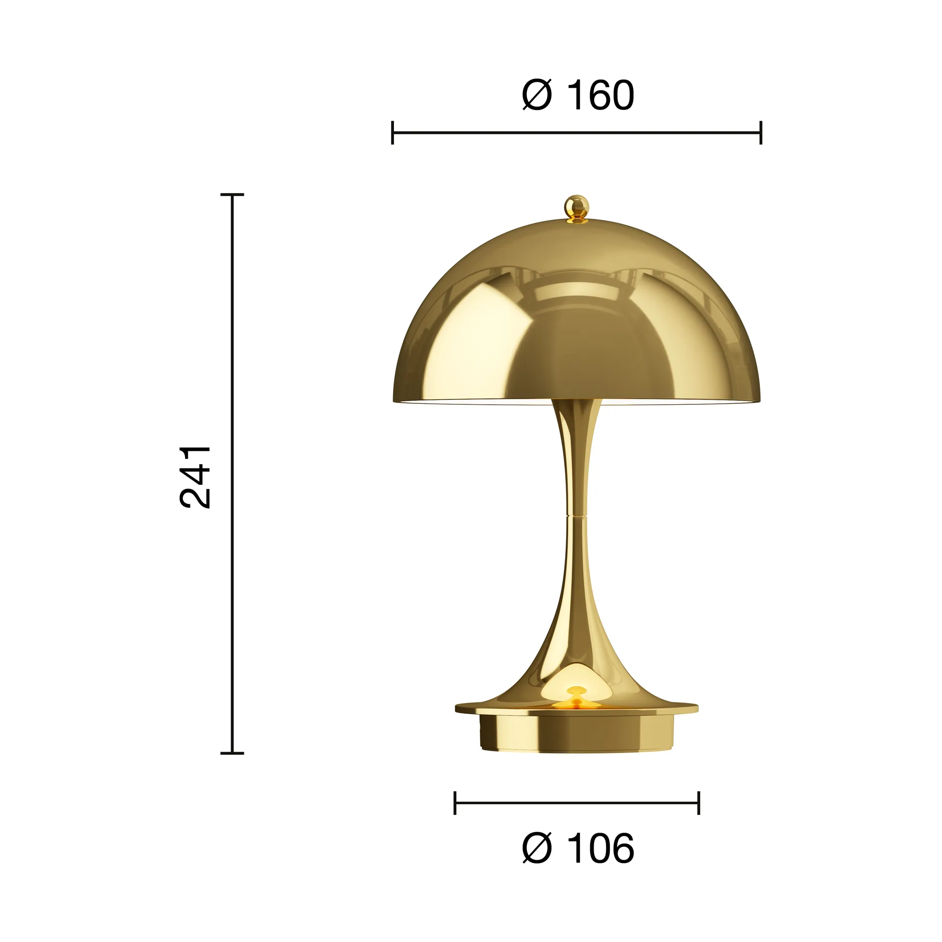 Candeeiro de mesa Panthella 160 Portable v3, Brass metallised Louis Poulsen