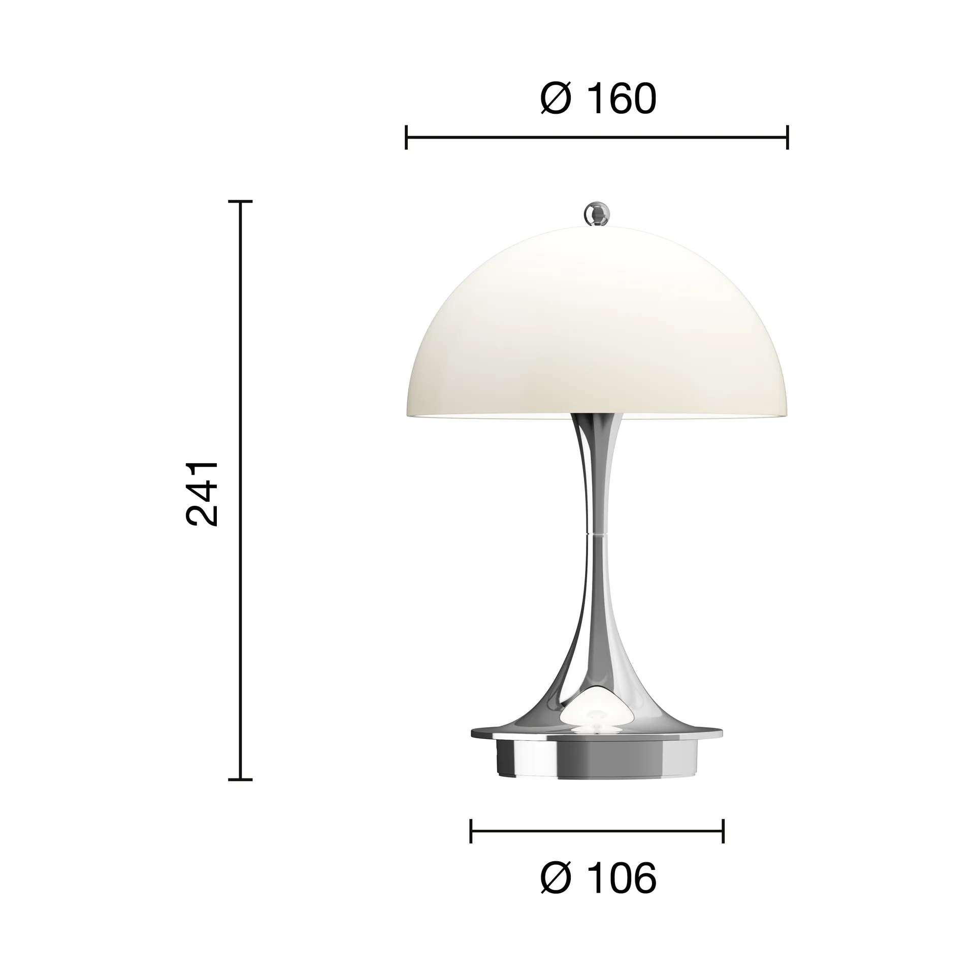 Candeeiro de mesa Panthella 160 Portable v3, Chrome opal beige Louis Poulsen