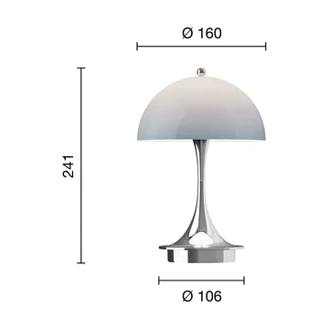 Candeeiro de mesa Panthella 160 Portable v3 - Chrome opal bluegrey - Louis Poulsen