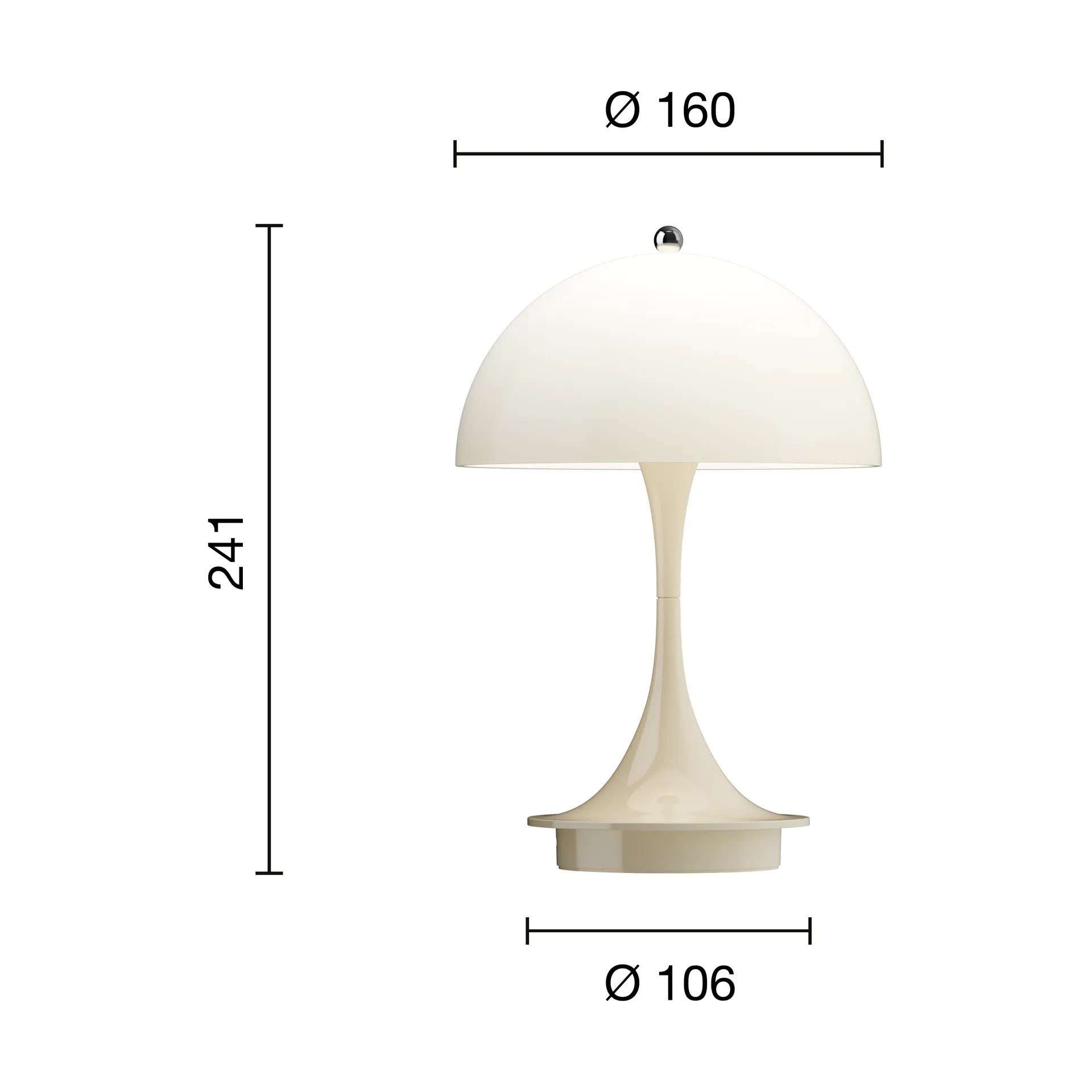 Candeeiro de mesa Panthella 160 Portable v3, Opal beige Louis Poulsen