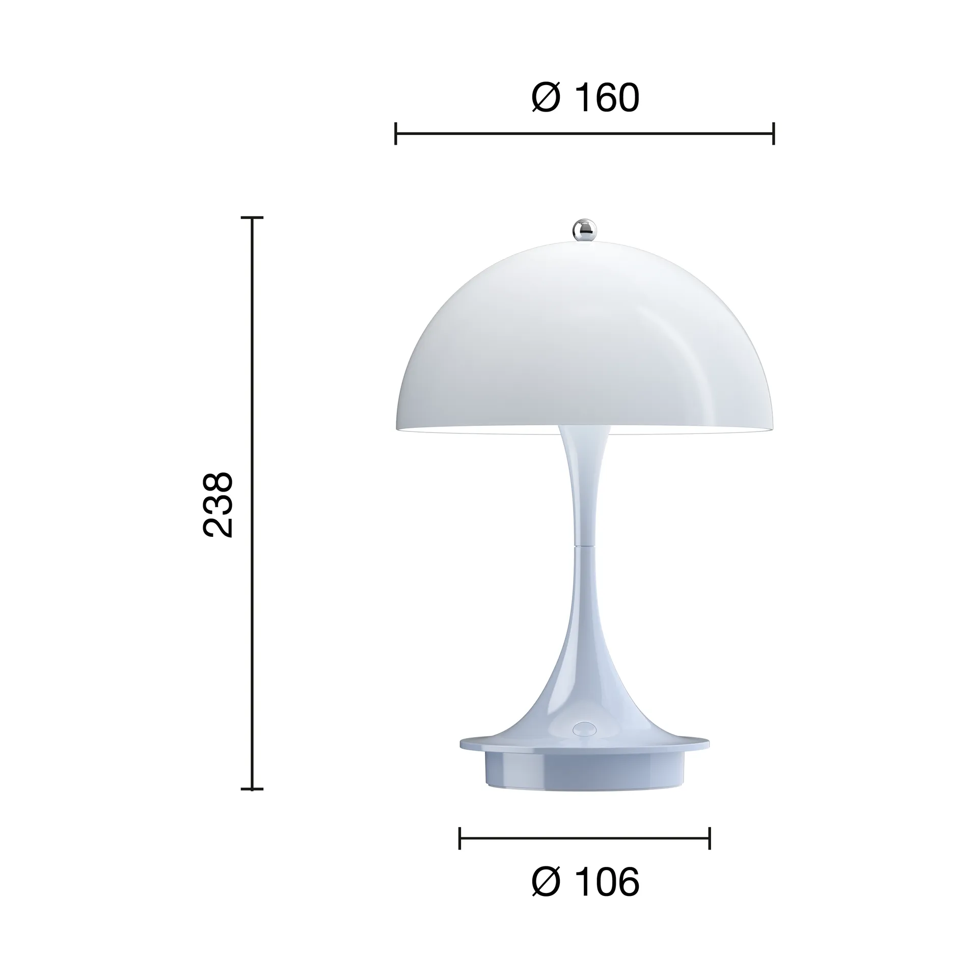 Candeeiro de mesa Panthella 160 Portable v3, Opal pale blue Louis Poulsen
