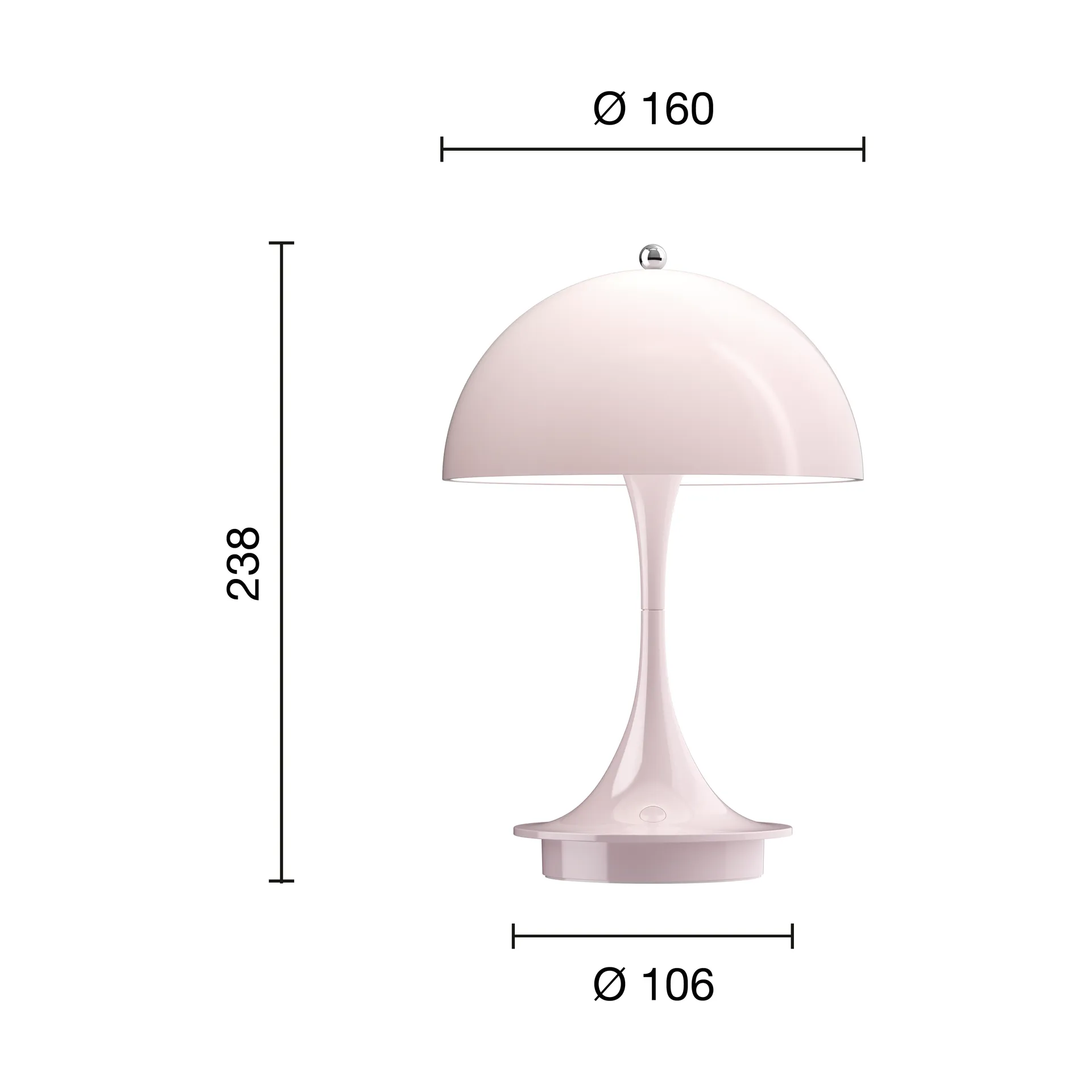Candeeiro de mesa Panthella 160 Portable v3, Opal pale rose Louis Poulsen