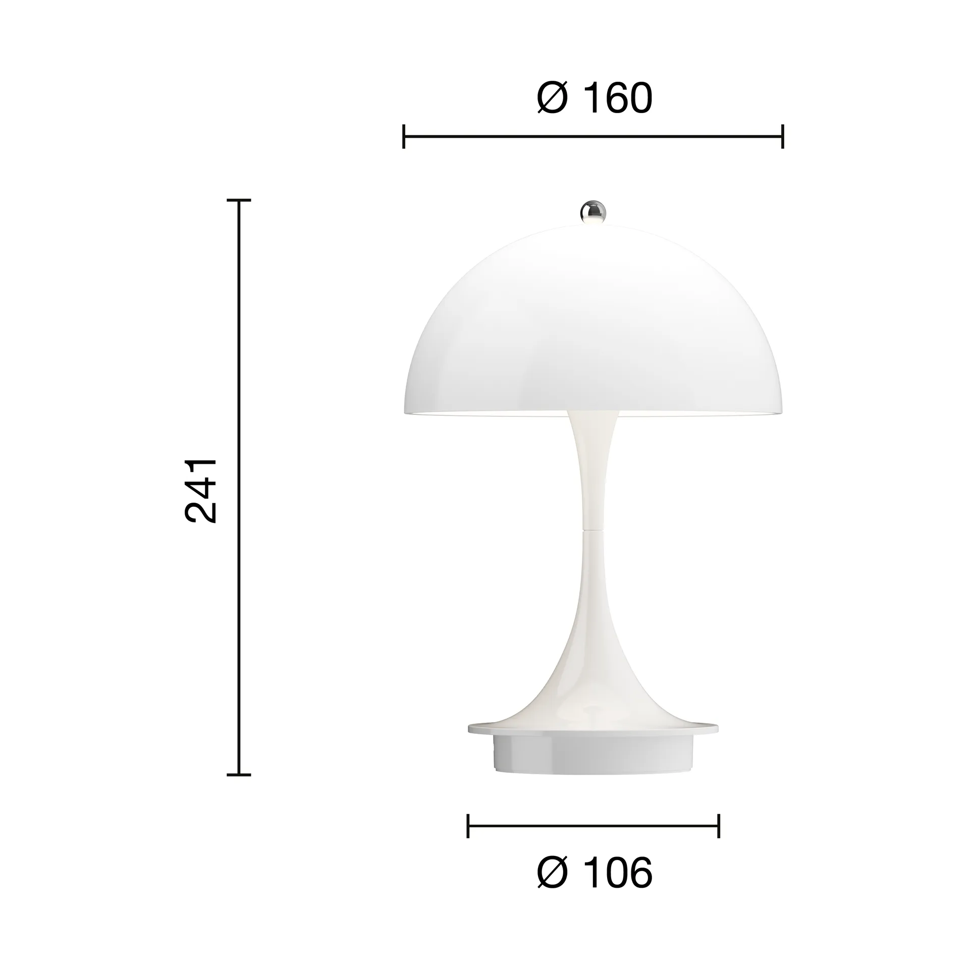 Candeeiro de mesa Panthella 160 Portable v3, Opal white Louis Poulsen