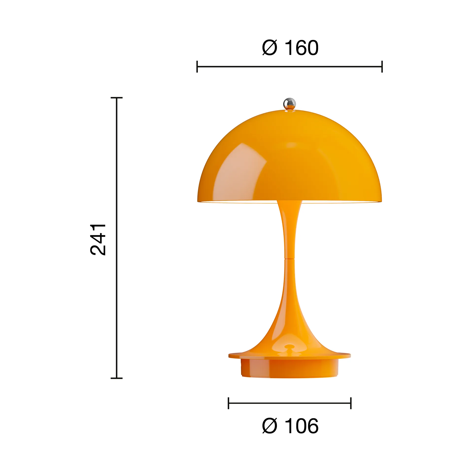 Candeeiro de mesa Panthella 160 Portable v3, Opaque orange Louis Poulsen