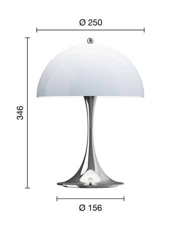 Candeeiro de mesa Panthella 250 portable - Chrome opal blue grey - Louis Poulsen
