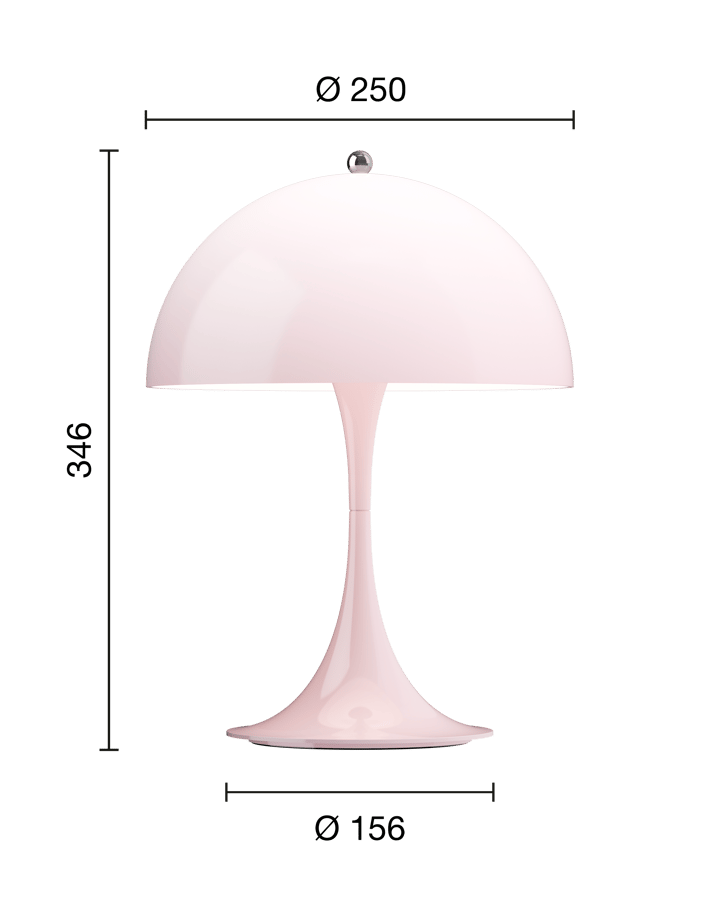 Candeeiro de mesa Panthella 250 portable, Opal pale rose Louis Poulsen