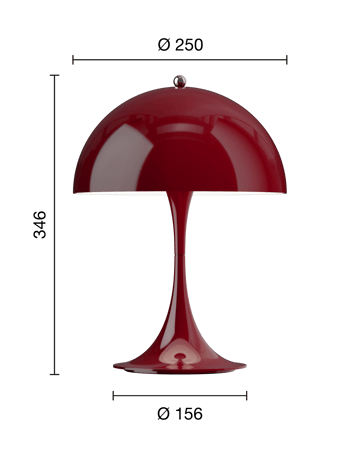 Candeeiro de mesa Panthella 250 portable - Opaque burgundy - Louis Poulsen