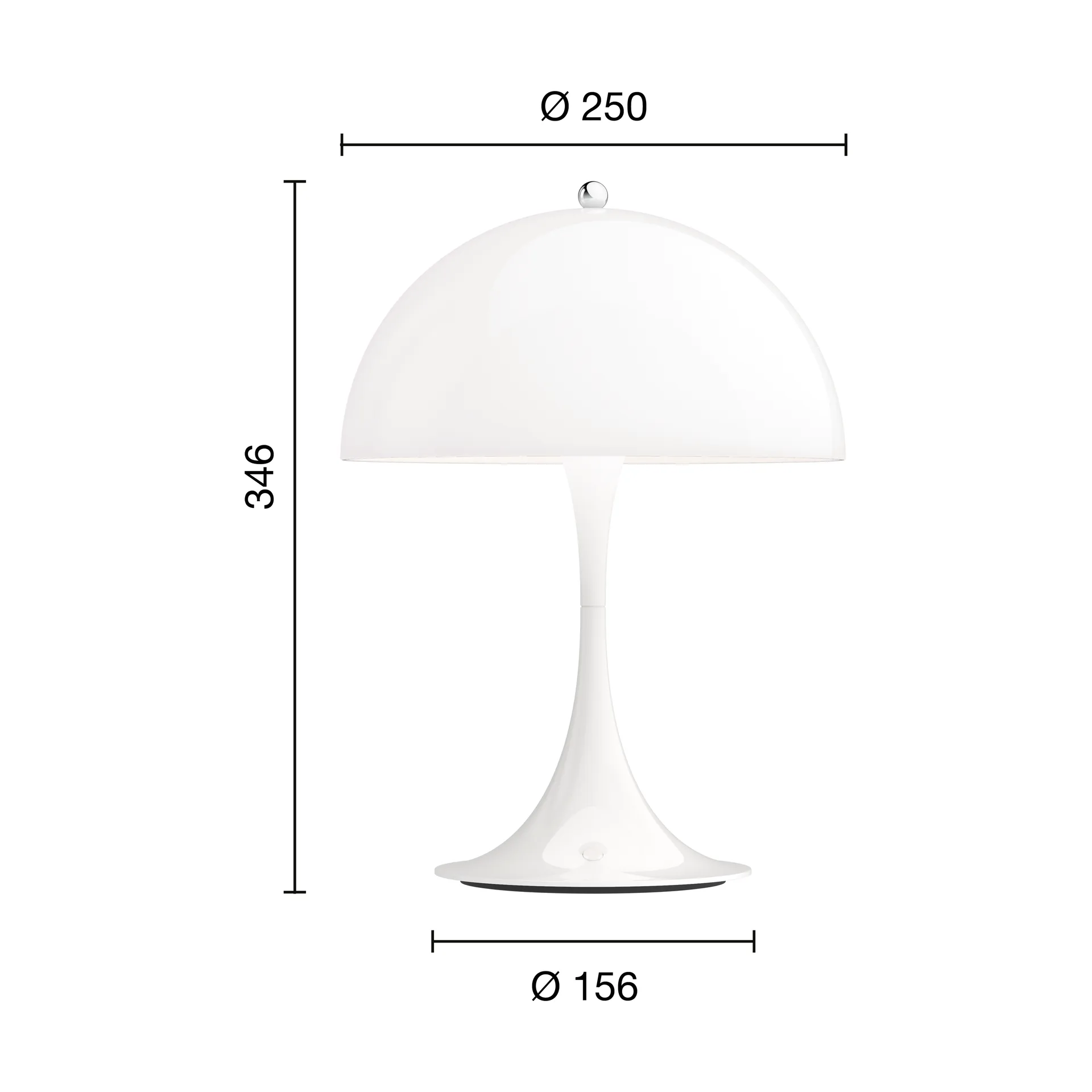 Candeeiro de mesa Panthella 250 portable V3, Acrílico opalino branco Louis Poulsen