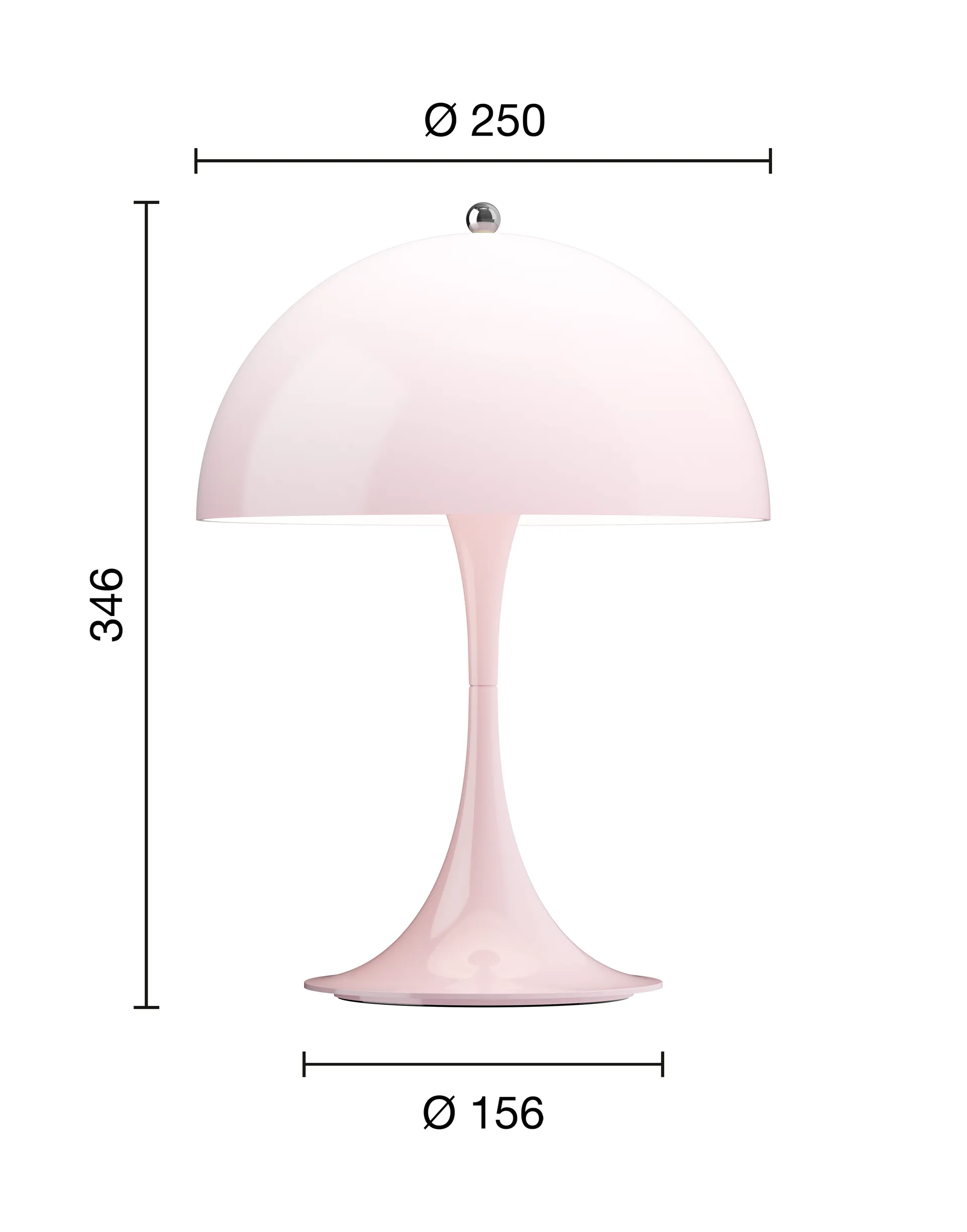 Candeeiro de mesa Panthella 250 portable V3, Opal pale rose Louis Poulsen