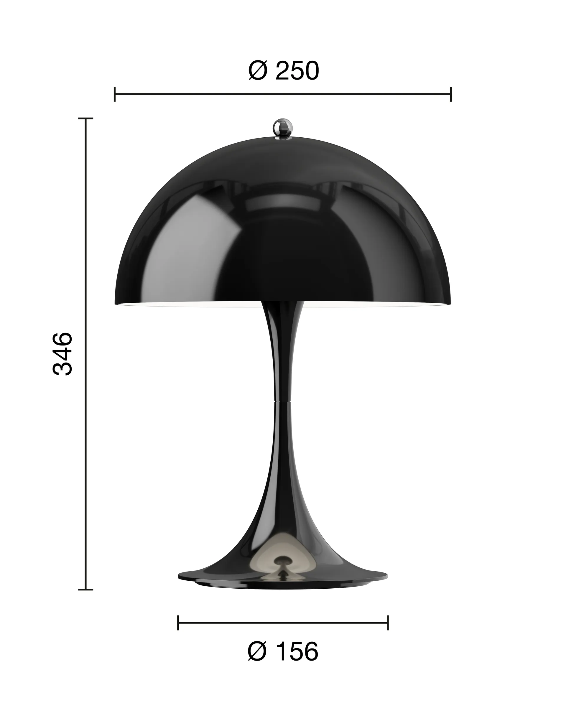 Candeeiro de mesa Panthella 250 portable V3, Opaque black Louis Poulsen