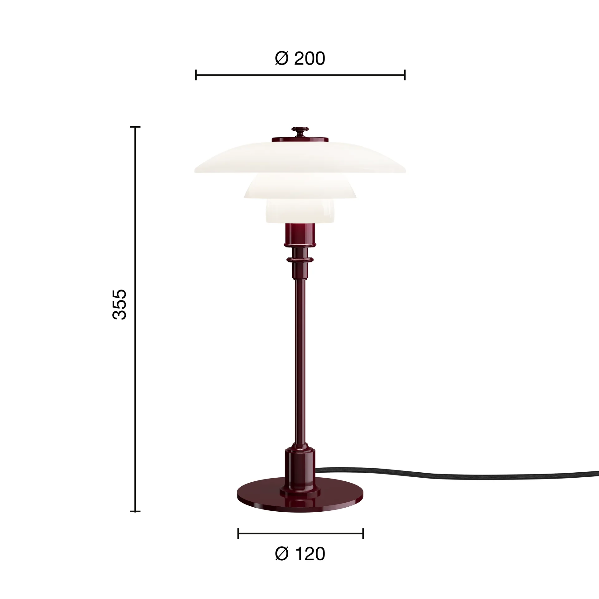 Candeeiro de mesa PH 2/1, Bordeaux brilhante Louis Poulsen