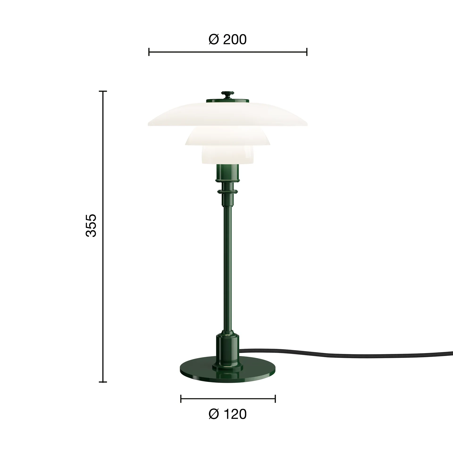 Candeeiro de mesa PH 2/1, Verde escuro brilhante Louis Poulsen