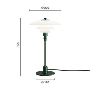 Candeeiro de mesa PH 2/1 - Verde escuro brilhante - Louis Poulsen