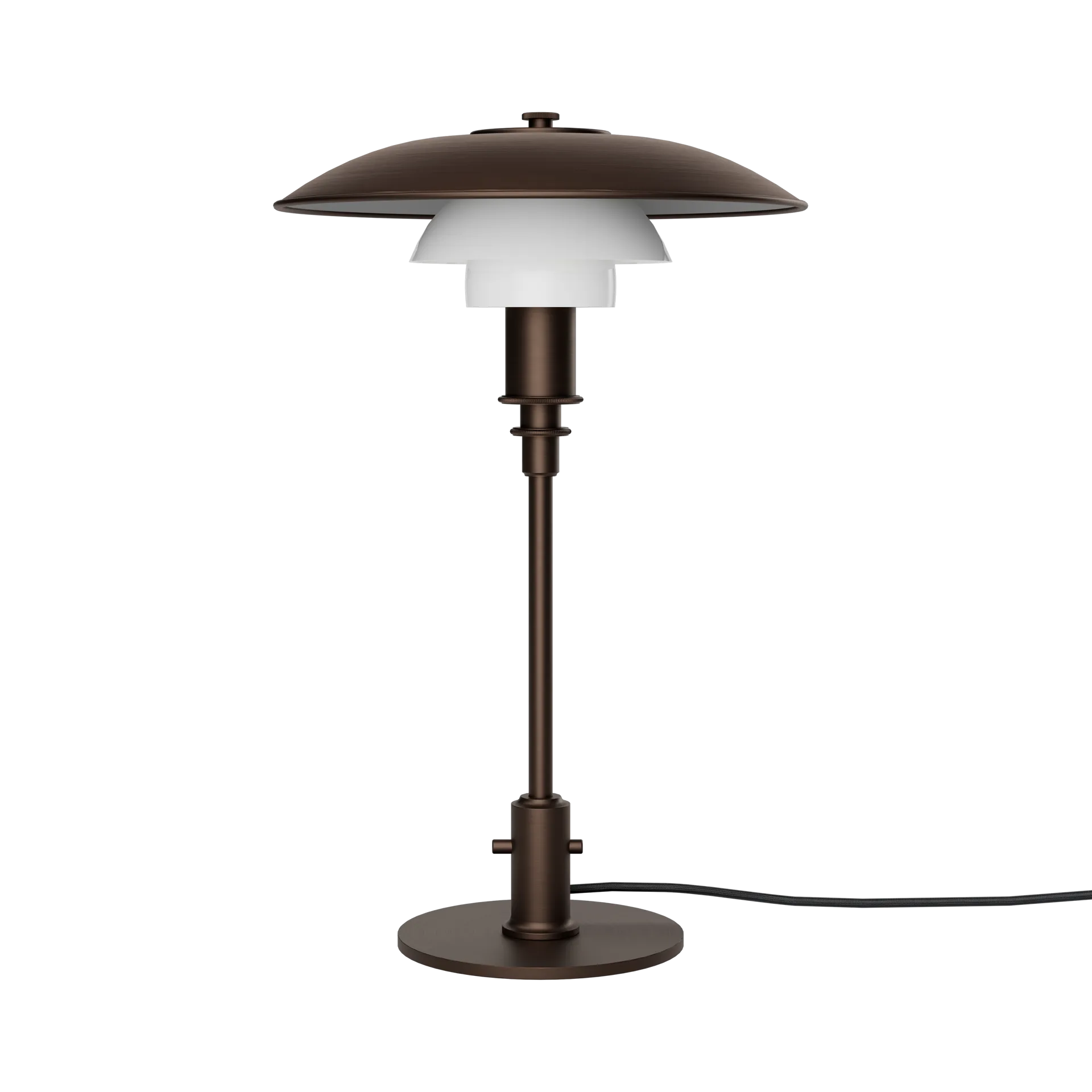 Candeeiro de mesa PH 3/2 Luna, Aged brass-vidro opalino Louis Poulsen