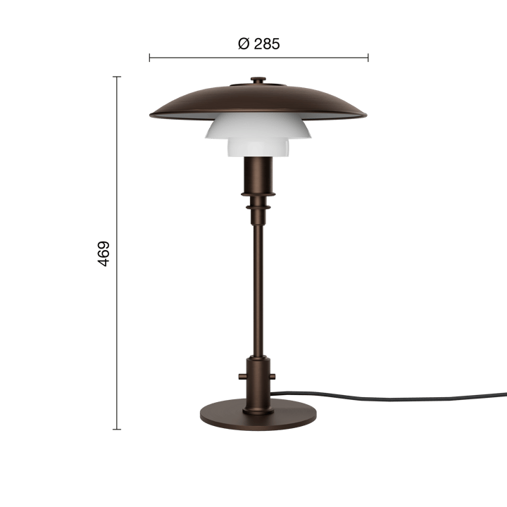 Candeeiro de mesa PH 3/2 Luna, Aged brass-vidro opalino Louis Poulsen